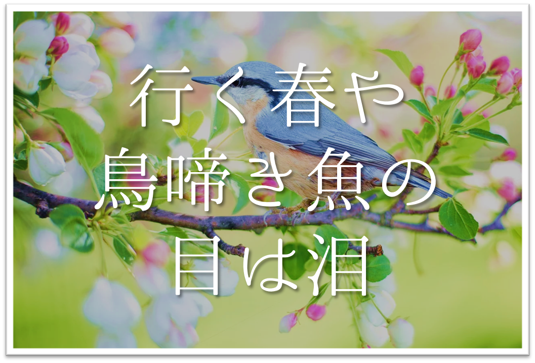 行く春や鳥啼き魚の目は泪 俳句の季語や意味 表現技法 鑑賞