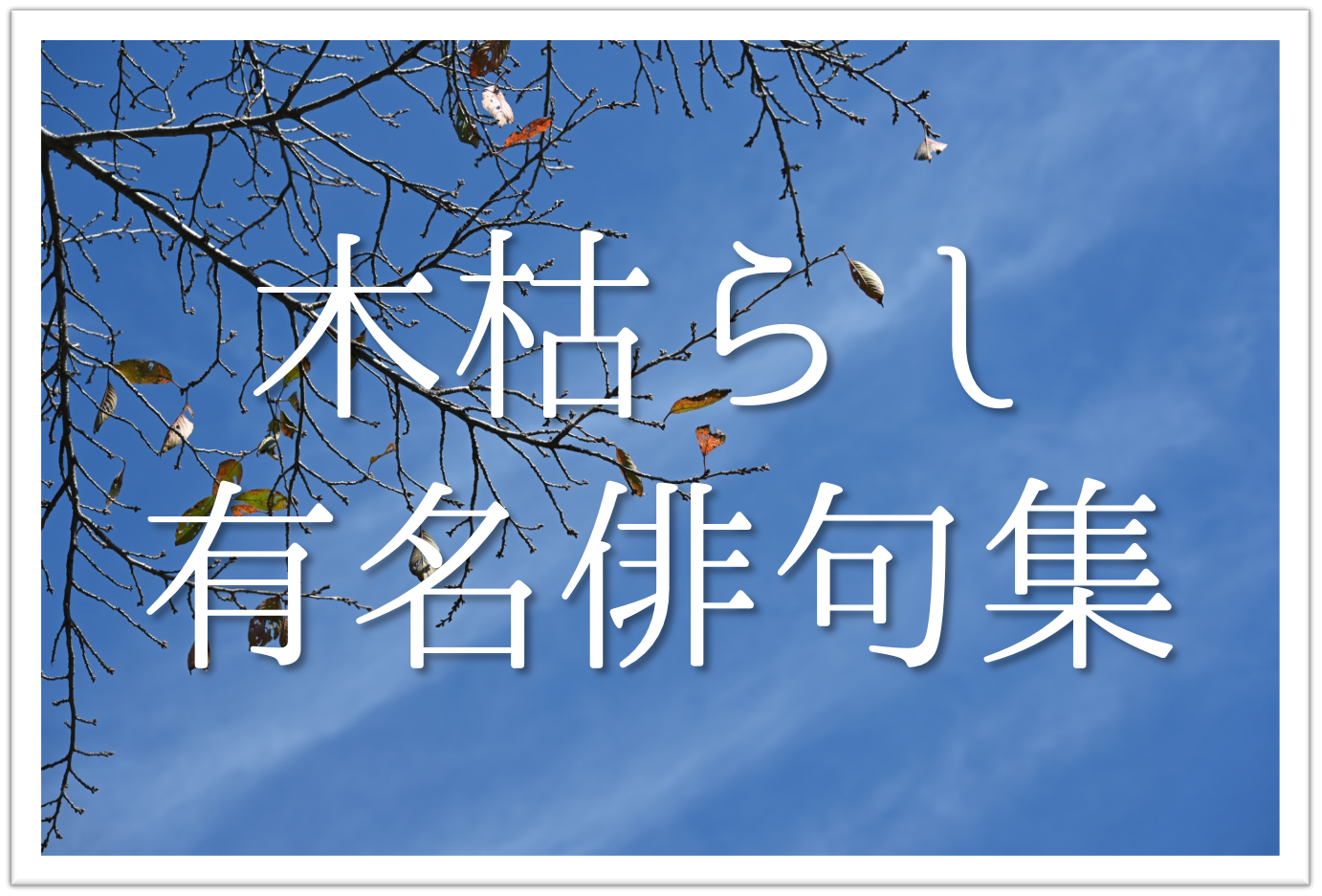 木枯らし 凩 の有名俳句 選 冬の季語 冬の寒さを感じる