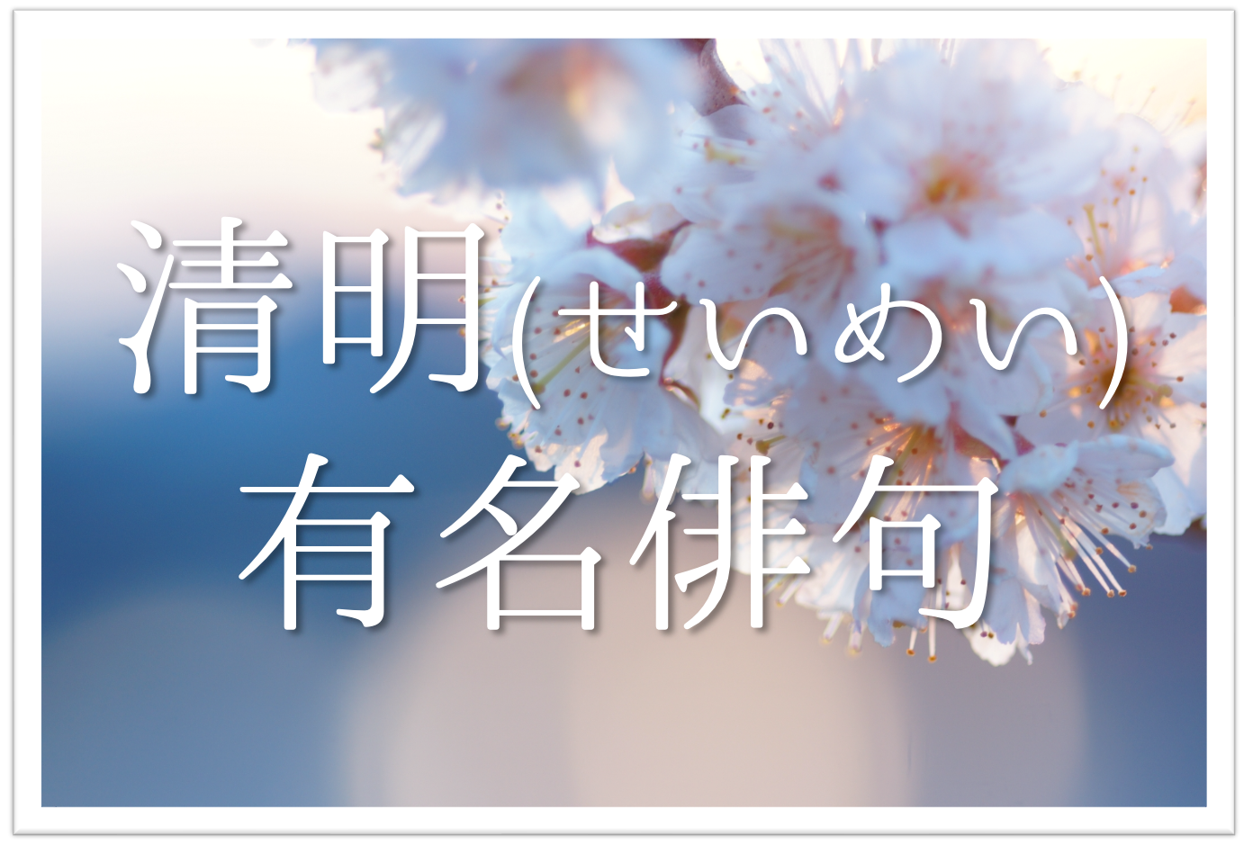 清明の有名俳句 選 春真っ只中の季語 知っておきたい俳人の名句を紹介 俳句の教科書 俳句の作り方 有名俳句の解説サイト